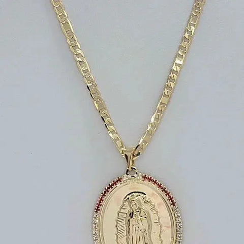 Brand New Brazilian 18k Gold Filled Virgen De Guadalupe Necklace