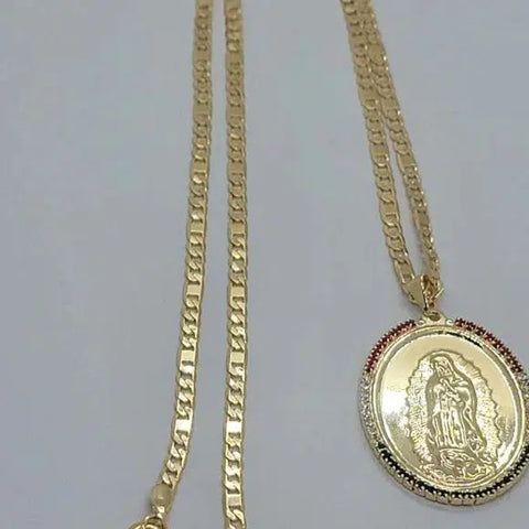 Brand New Brazilian 18k Gold Filled Virgen De Guadalupe Necklace
