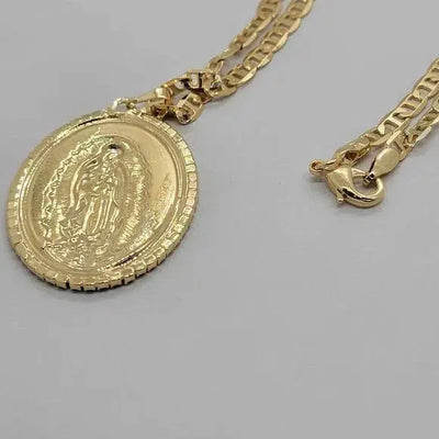 Brand New Brazilian 18k Gold Filled Virgen De Guadalupe Necklace