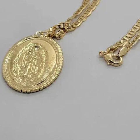 Brand New Brazilian 18k Gold Filled Virgen De Guadalupe Necklace