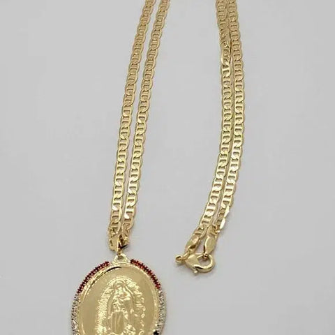 Brand New Brazilian 18k Gold Filled Virgen De Guadalupe Necklace