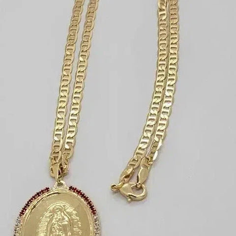 Brand New Brazilian 18k Gold Filled Virgen De Guadalupe Necklace