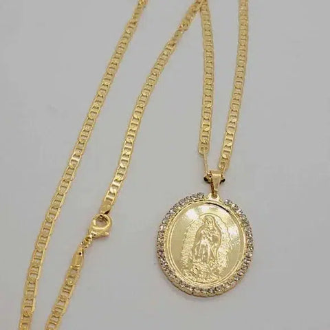 Brand New Brazilian 18k Gold Filled Virgen De Guadalupe Necklace