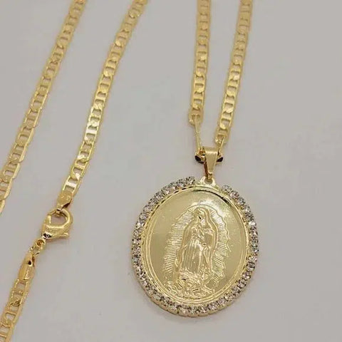 Brand New Brazilian 18k Gold Filled Virgen De Guadalupe Necklace