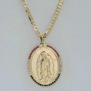 Brand New Brazilian 18k Gold Filled Virgen De Guadalupe Necklace