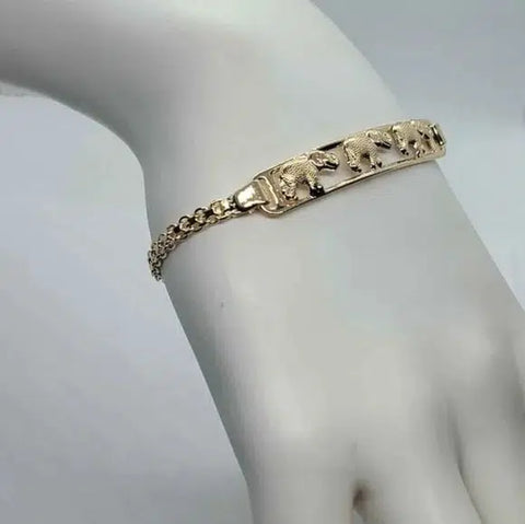 Brand New Brazilian 18k Gold filled 3 Elephants Bracelet