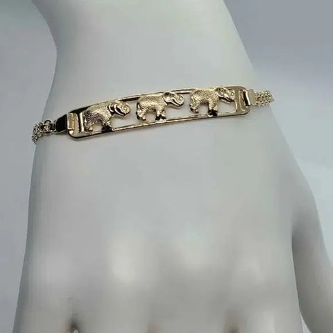 Brand New Brazilian 18k Gold filled 3 Elephants Bracelet