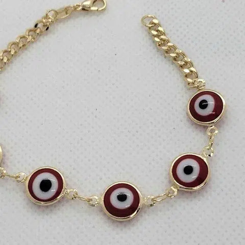 Brand New Brazilian 18k Gold Filled Red Evil Eye Bracelet