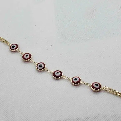 Brand New Brazilian 18k Gold Filled Red Evil Eye Bracelet