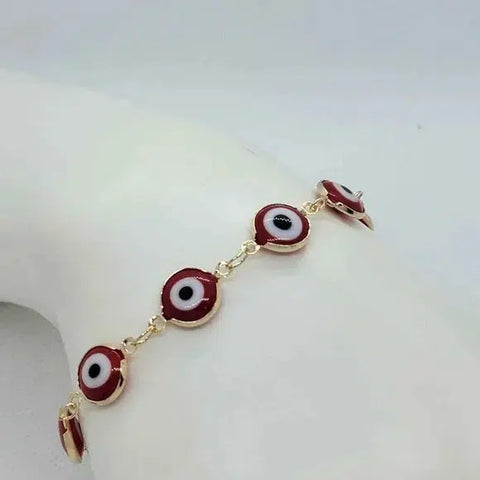 Brand New Brazilian 18k Gold Filled Red Evil Eye Bracelet