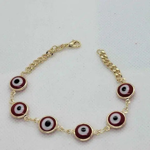 Brand New Brazilian 18k Gold Filled Red Evil Eye Bracelet