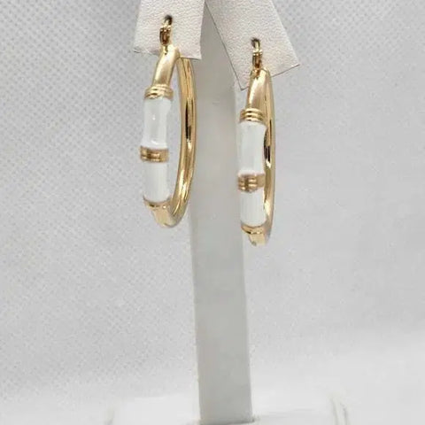 Brand New Brazilian 18k Gold Filled Beautiful Round WHITE Earrings