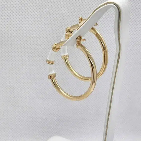 Brand New Brazilian 18k Gold Filled Beautiful Round WHITE Earrings