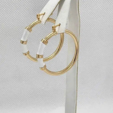 Brand New Brazilian 18k Gold Filled Beautiful Round WHITE Earrings