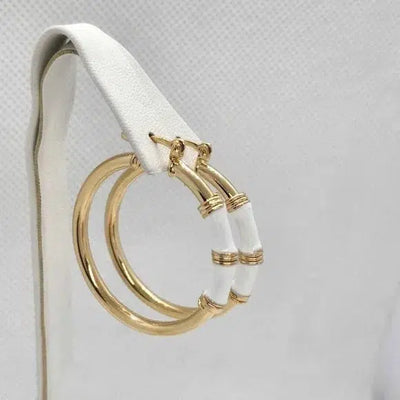 Brand New Brazilian 18k Gold Filled Beautiful Round WHITE Earrings