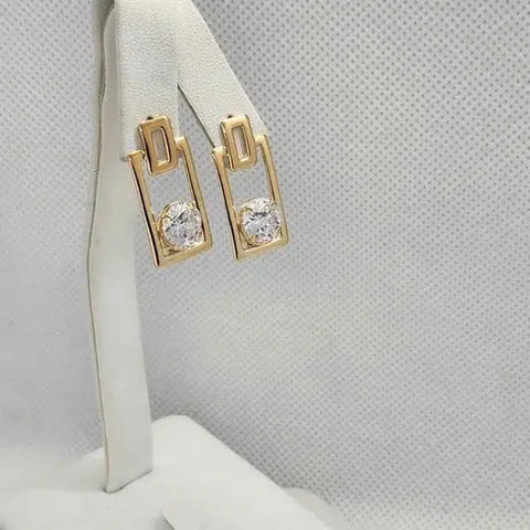 Brand New  Brazilian 18k Gold Filled Earrings with Round Gem