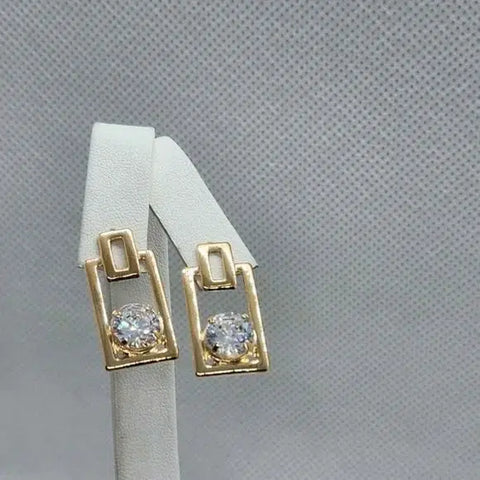 Brand New  Brazilian 18k Gold Filled Earrings with Round Gem