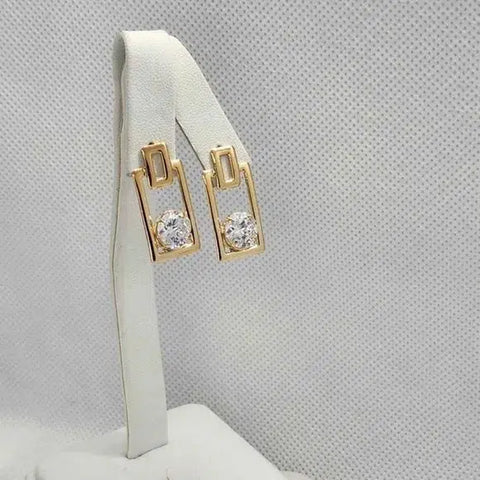 Brand New  Brazilian 18k Gold Filled Earrings with Round Gem