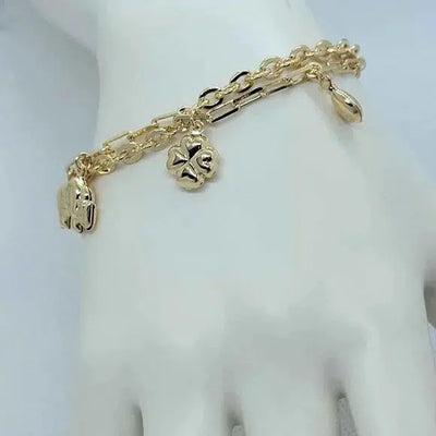 Brand New Brazilian 18k Gold Filled Multi Charms Bracelet