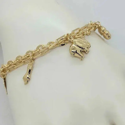 Brand New Brazilian 18k Gold Filled Multi Charms Bracelet