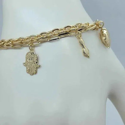 Brand New Brazilian 18k Gold Filled Multi Charms Bracelet