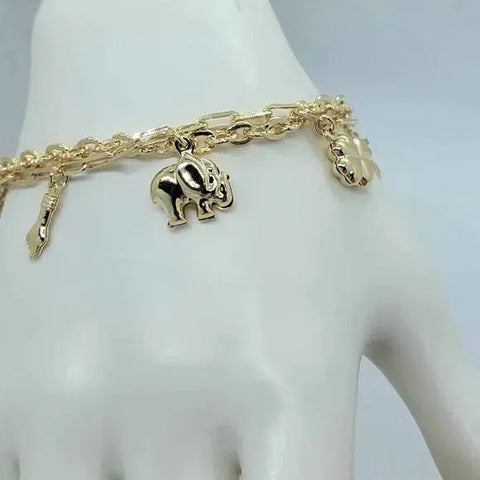 Brand New Brazilian 18k Gold Filled Multi Charms Bracelet