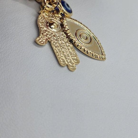 Brand New Brazilian 18k Gold Filled Blue Evil Eye w/ Hamsa & evil Eye Bracelet