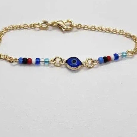 Brand New Brazilian 18k Gold Filled Blue Evil Eye Bracelet