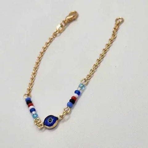 Brand New Brazilian 18k Gold Filled Blue Evil Eye Bracelet