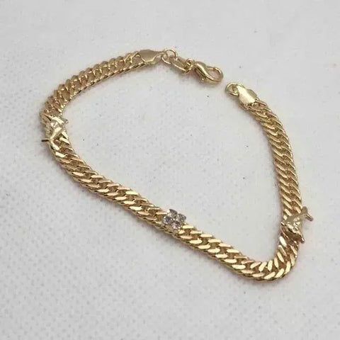 Brand New Brazilian 18k Gold Filled 2 Dolphins & Cz Stone Bracelet