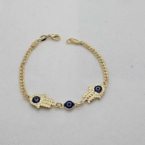 Brand New Brazilian 18k Gold Filled Hamsa with Blue Evil eye Bracelet