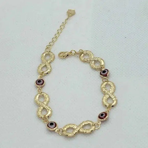 Brand New Brazilian 18k Gold Filled RED Evil Eye with infinite Bracelet