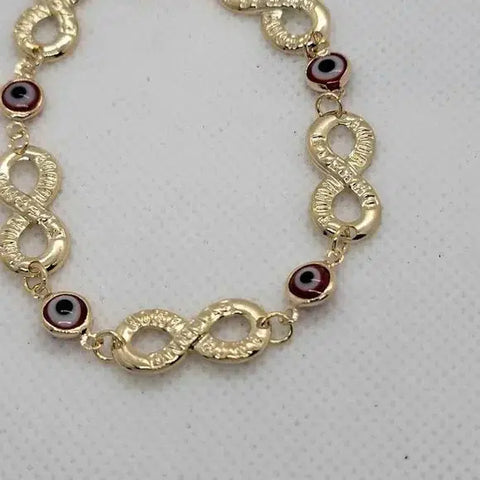 Brand New Brazilian 18k Gold Filled RED Evil Eye with infinite Bracelet