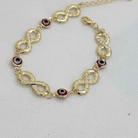 Brand New Brazilian 18k Gold Filled RED Evil Eye with infinite Bracelet