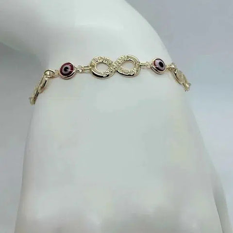 Brand New Brazilian 18k Gold Filled RED Evil Eye with infinite Bracelet