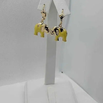 Brand New Brazilian 18k Gold Filled Yellow Elephant Earrings