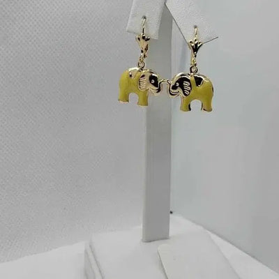 Brand New Brazilian 18k Gold Filled Yellow Elephant Earrings