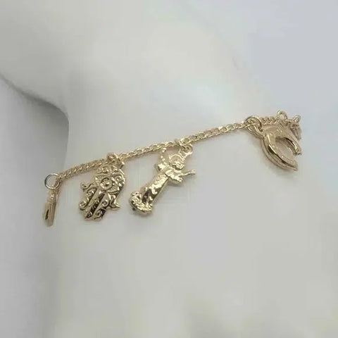 Brand New Brazilian 18k Gold Filled Multi Charms Bracelet