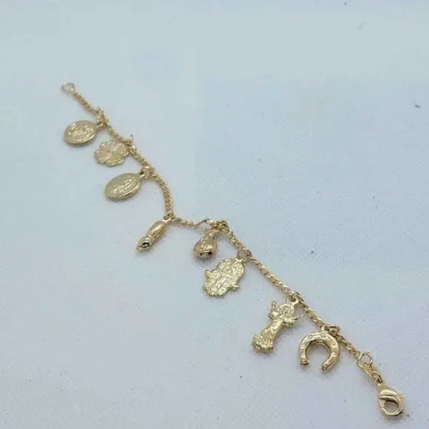 Brand New Brazilian 18k Gold Filled Multi Charms Bracelet