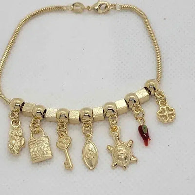 Brand New Brazilian 18k Gold Filled Multi Charms Bracelet