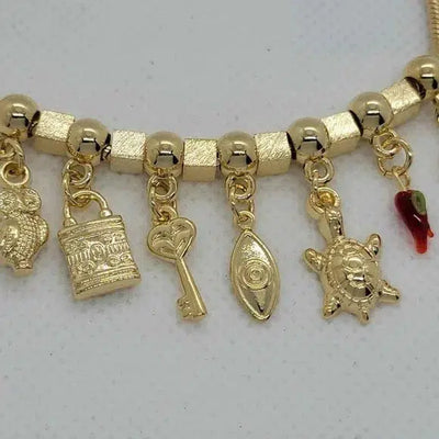 Brand New Brazilian 18k Gold Filled Multi Charms Bracelet