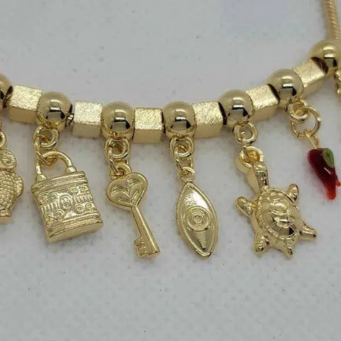 Brand New Brazilian 18k Gold Filled Multi Charms Bracelet