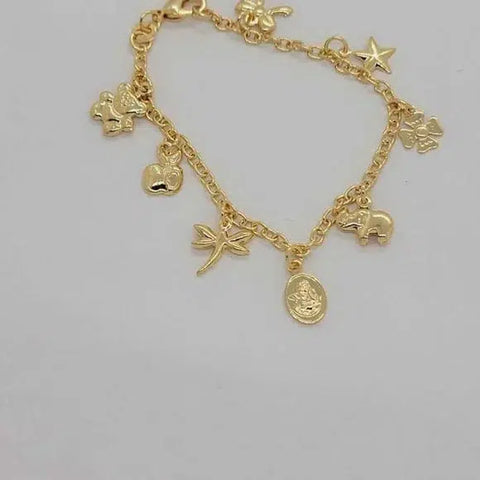 Brand New Brazilian 18k Gold Filled Multi Charms Bracelet