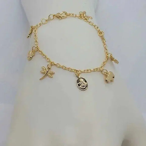 Brand New Brazilian 18k Gold Filled Multi Charms Bracelet