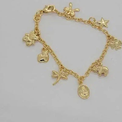 Brand New Brazilian 18k Gold Filled Multi Charms Bracelet